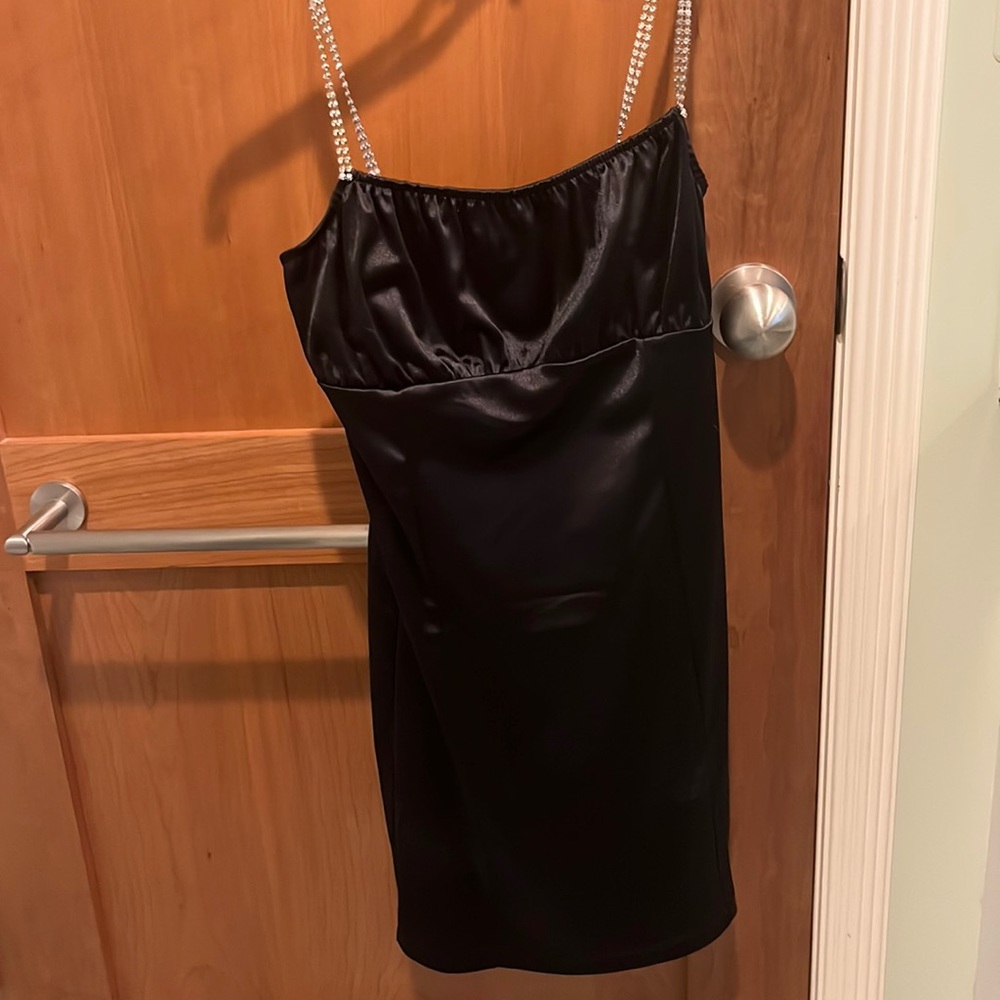 MOTEL black mini dress with diamond straps